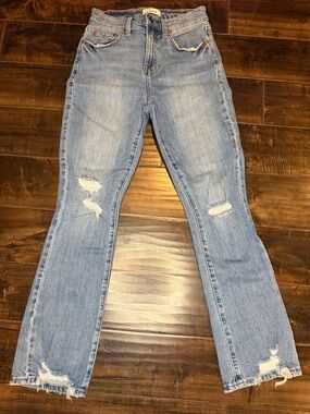 Pistola Lennon High Rise Crop Bootcut Jeans Distressed Mey Light Wash Size 25